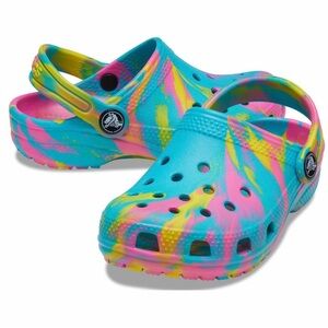 Crocs Classic Marbled Tie-Dye Clogs Teal Blue Size 8 Toddler